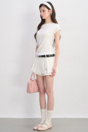 Off-Shoulder Lace-Up Blouse