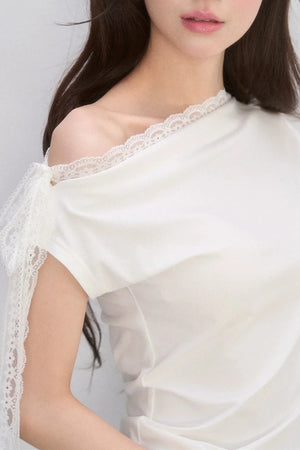Off-Shoulder Lace-Up Blouse