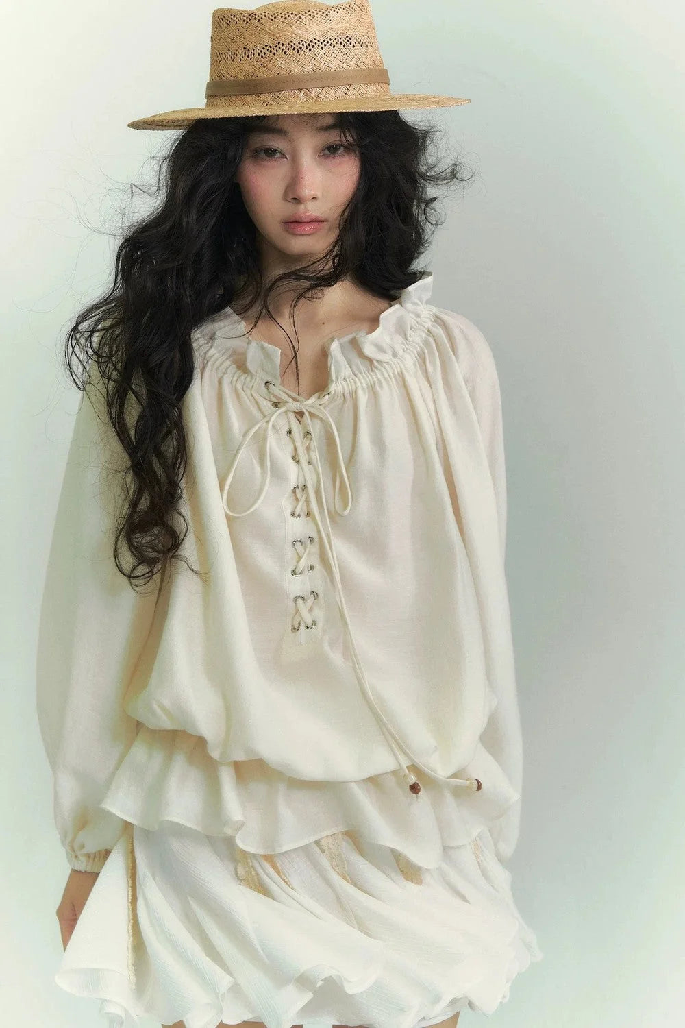 Off-Shoulder Lantern Sleeve Shirt
