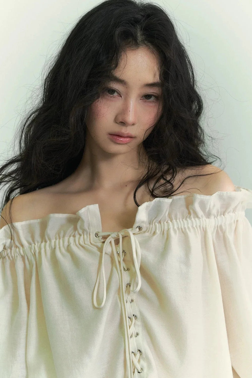 Off-Shoulder Lantern Sleeve Shirt