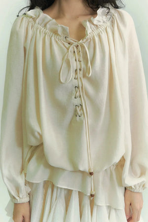 Off-Shoulder Lantern Sleeve Shirt