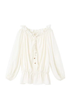 Off-Shoulder Lantern Sleeve Shirt