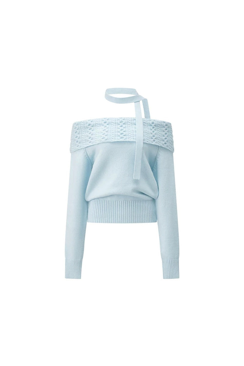 Off-Shoulder Long Sleeve Knit Top