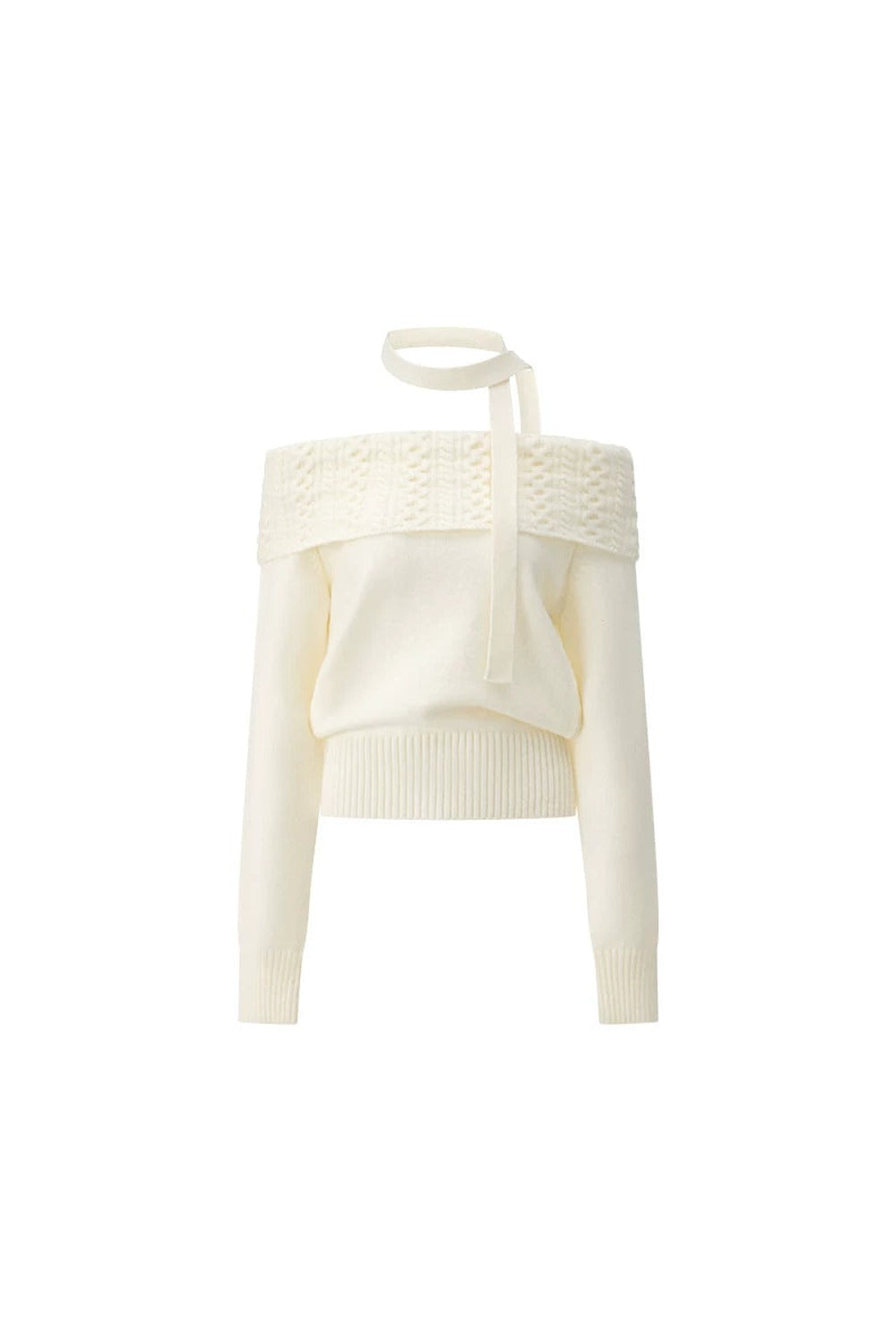 Off-Shoulder Long Sleeve Knit Top