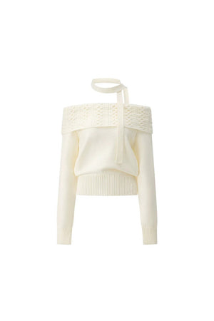Off-Shoulder Long Sleeve Knit Top
