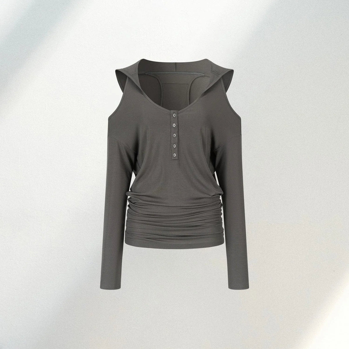 Off-Shoulder Lyocell Hooded Top