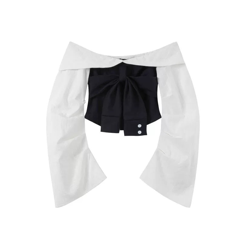 Off-Shoulder Patchwork Ensemble Top set-Up