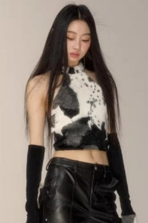 Off-Shoulder Plush Halter Top
