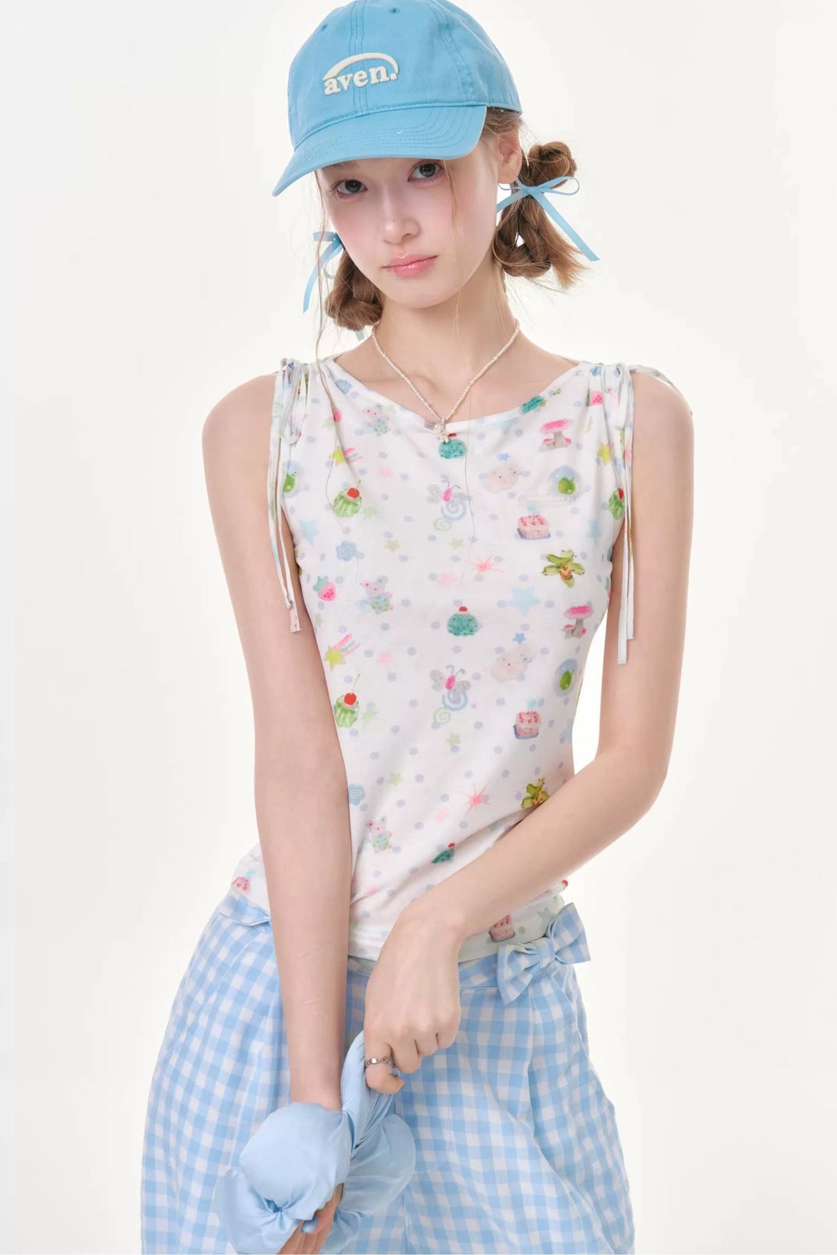 Off-Shoulder Polka Dot Vest