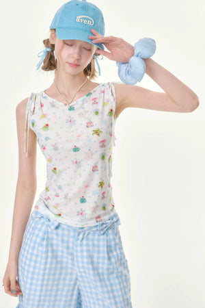 Off-Shoulder Polka Dot Vest