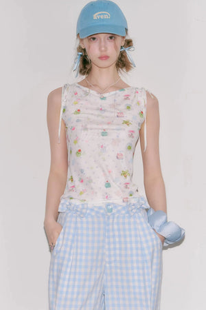 Off-Shoulder Polka Dot Vest