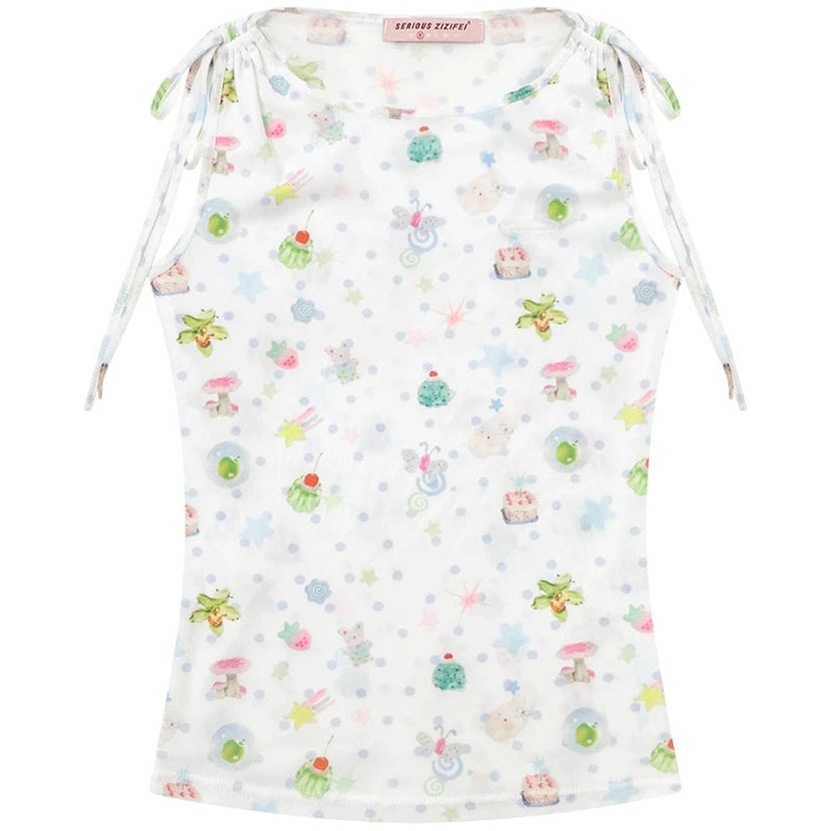 Off-Shoulder Polka Dot Vest