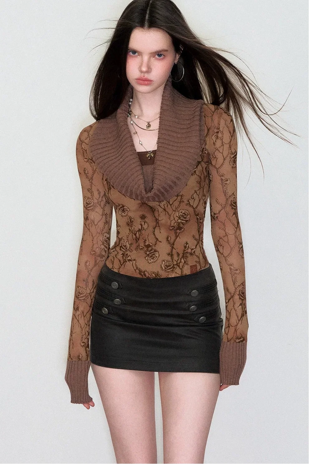 Off-Shoulder Rose Knit Top