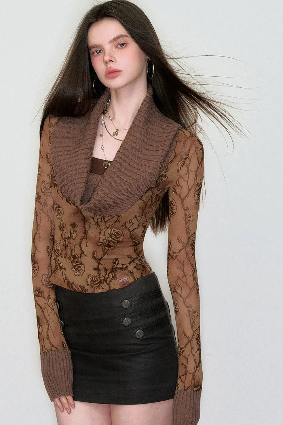 Off-Shoulder Rose Knit Top