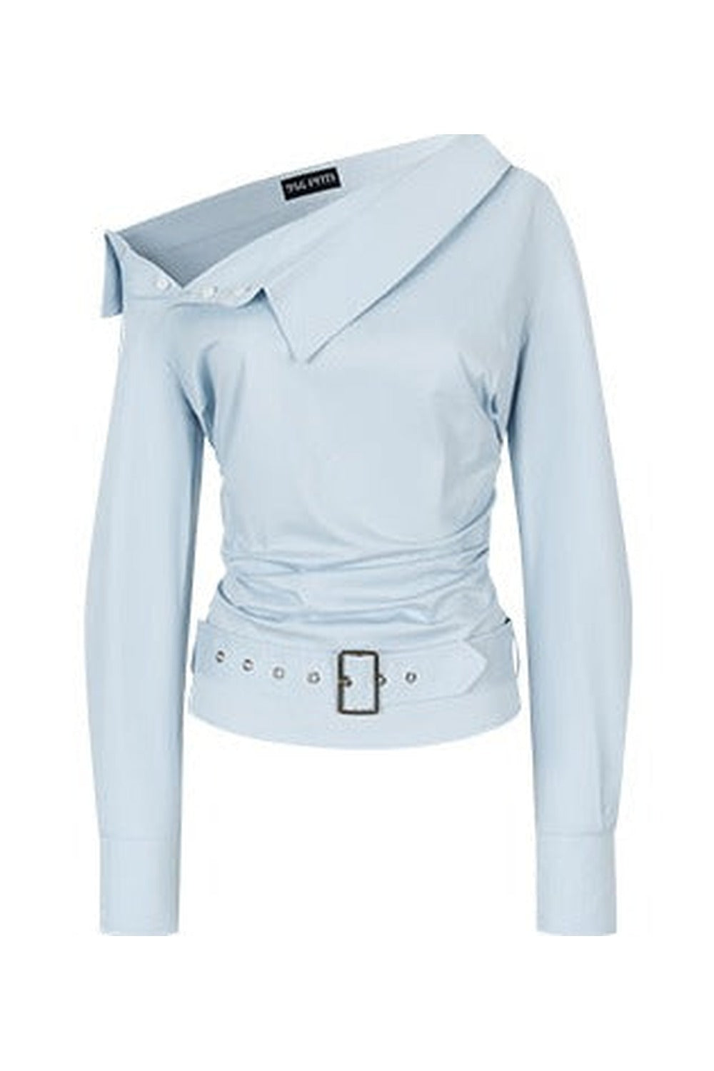 Off-Shoulder Ruched Belt Shirt