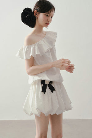 Off-Shoulder Ruffle Bowknot Dress