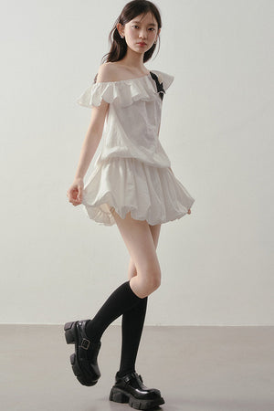 Off-Shoulder Ruffle Bowknot Dress