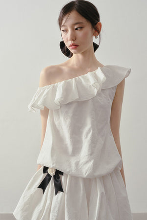 Off-Shoulder Ruffle Bowknot Dress