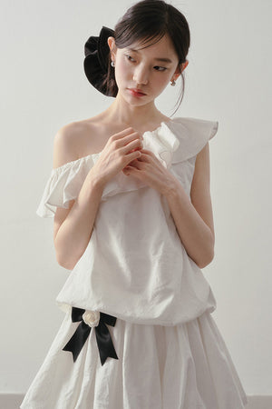 Off-Shoulder Ruffle Bowknot Dress