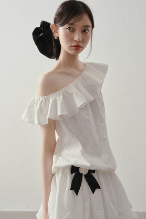 Off-Shoulder Ruffle Bowknot Dress