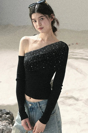 Off-Shoulder Sequin Top