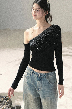 Off-Shoulder Sequin Top