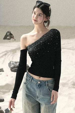 Off-Shoulder Sequin Top