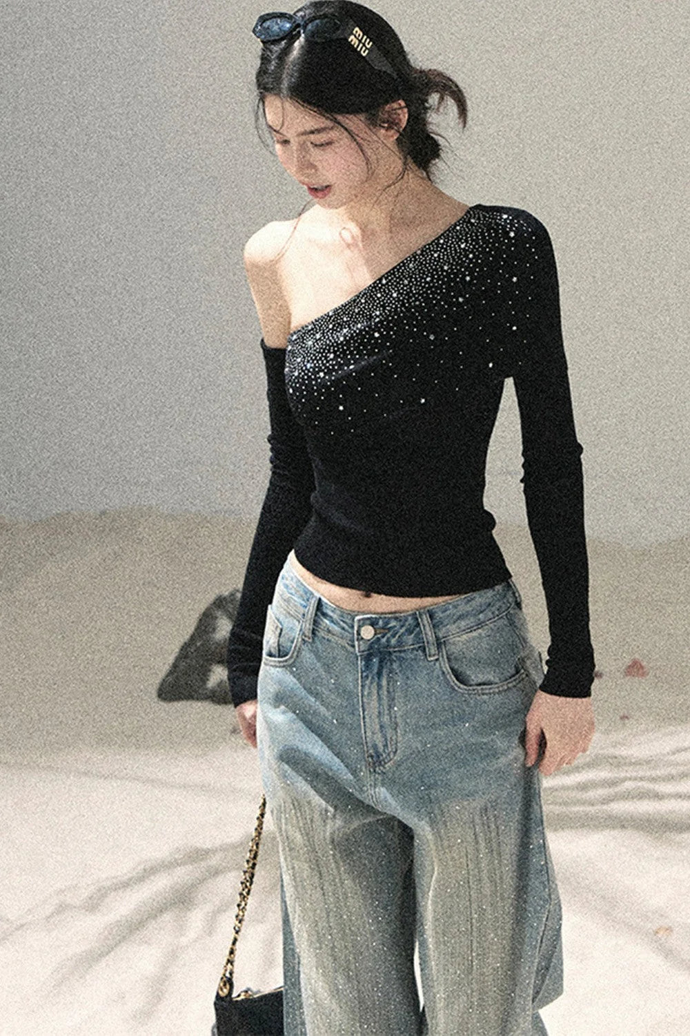 Off-Shoulder Sequin Top