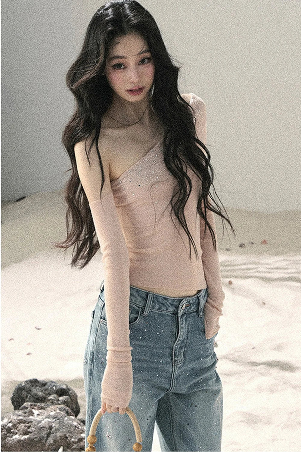 Off-Shoulder Sequin Top