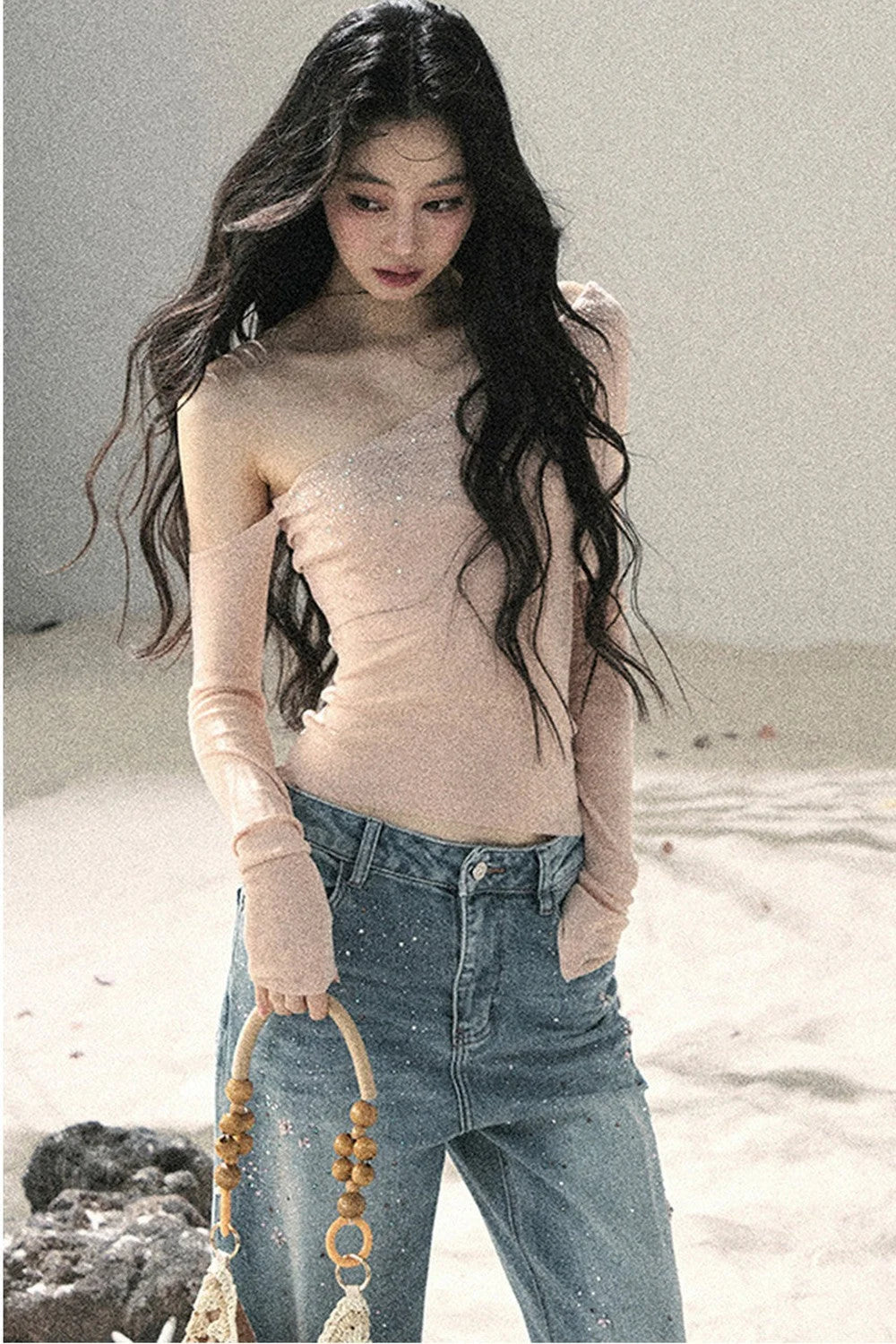 Off-Shoulder Sequin Top