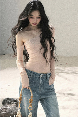 Off-Shoulder Sequin Top