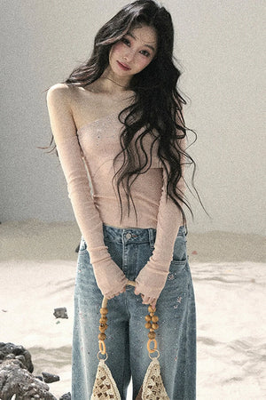 Off-Shoulder Sequin Top
