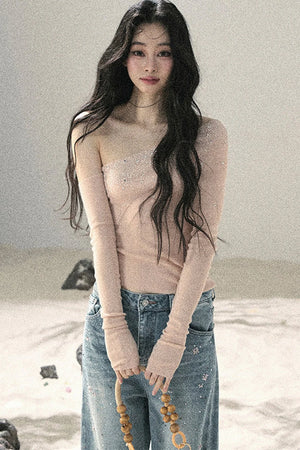 Off-Shoulder Sequin Top