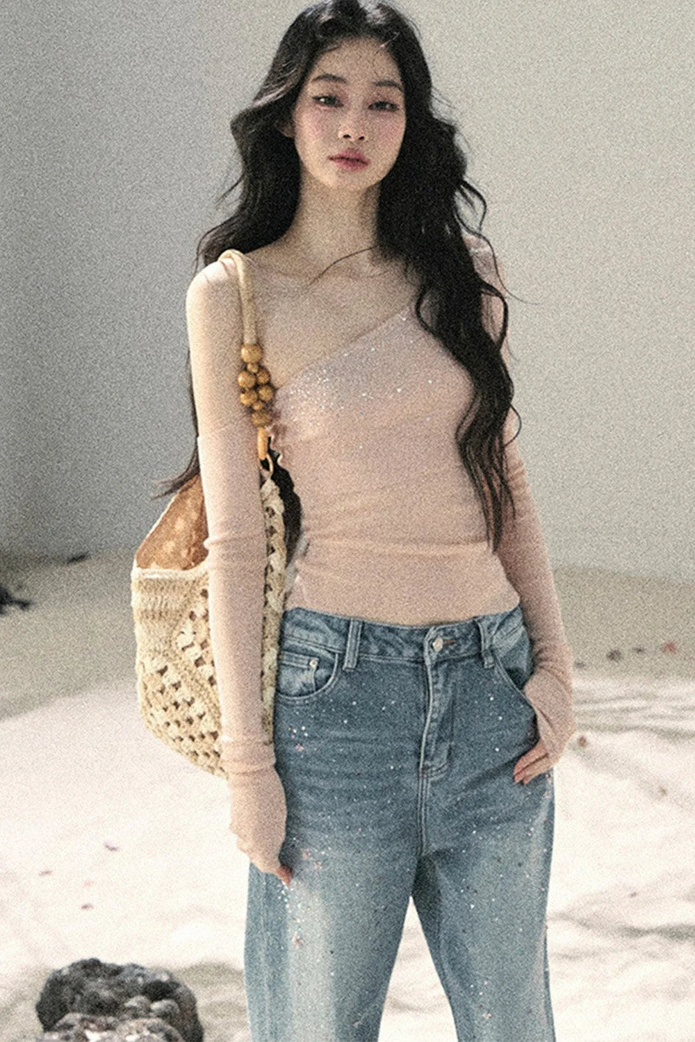 Off-Shoulder Sequin Top