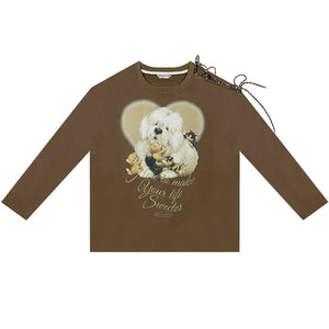 Off Shoulder Strap Retro Long Sleeve Top