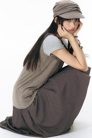 Off-Shoulder Striped Raglan T-Shirt