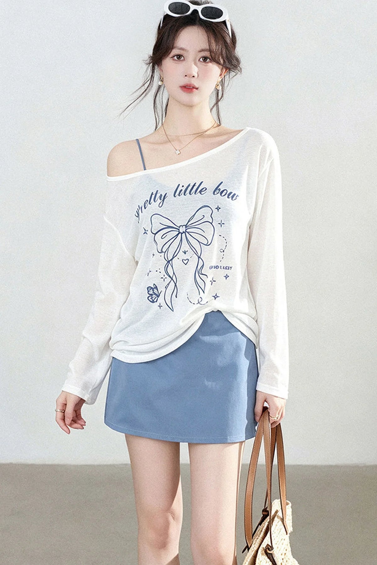 Off-Shoulder Sun Protection Top and Skirt Set