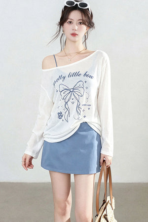Off-Shoulder Sun Protection Top and Skirt Set
