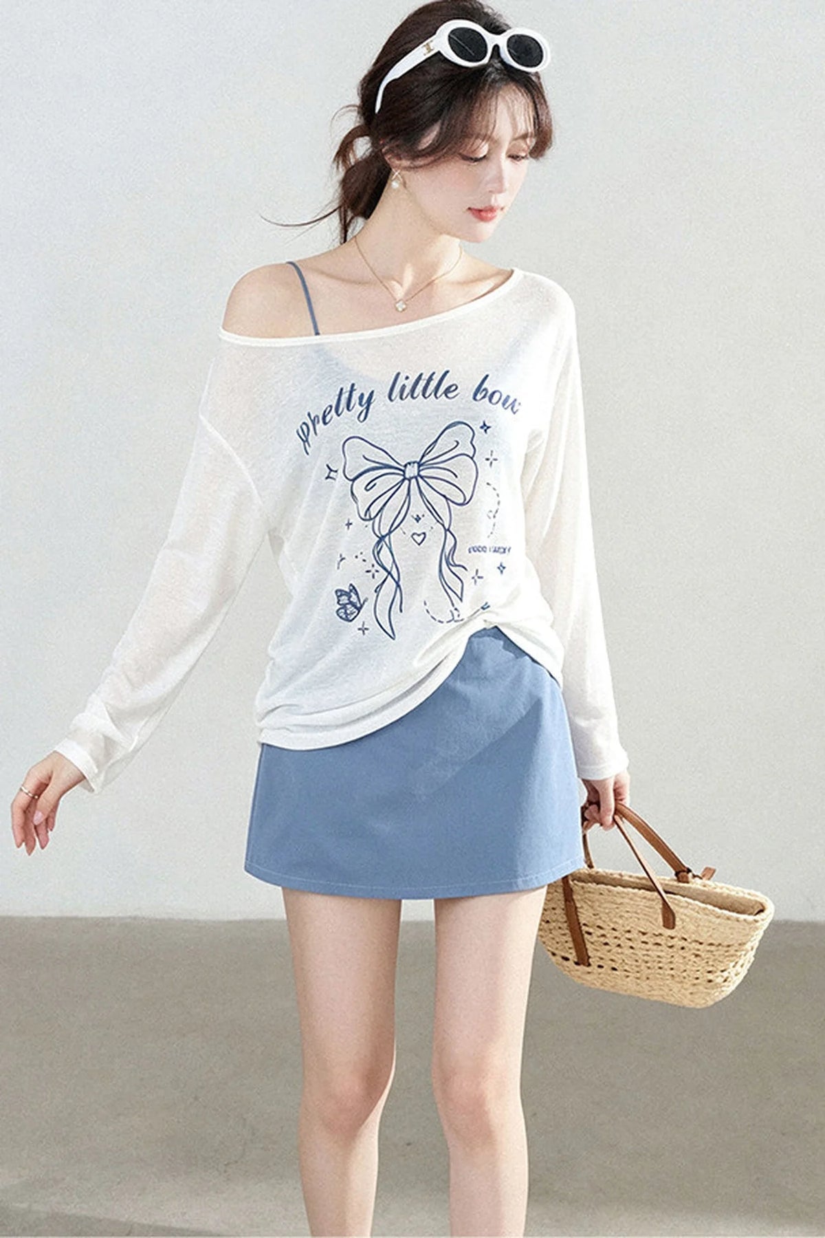 Off-Shoulder Sun Protection Top and Skirt Set
