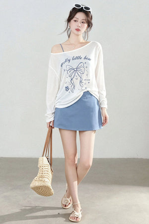 Off-Shoulder Sun Protection Top and Skirt Set
