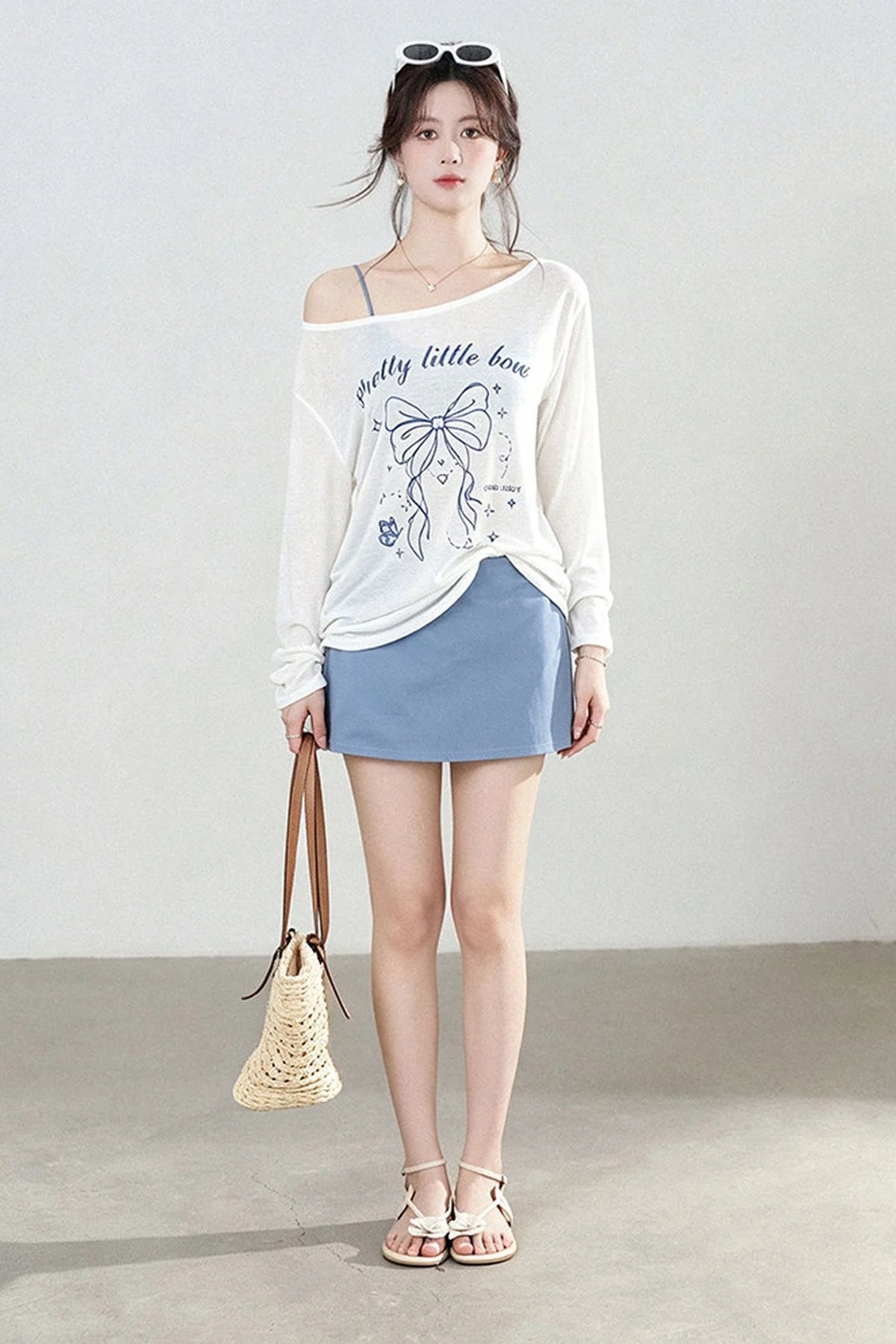 Off-Shoulder Sun Protection Top and Skirt Set
