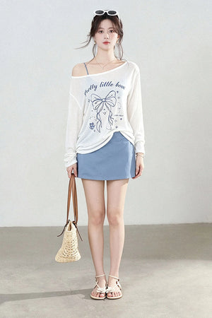 Off-Shoulder Sun Protection Top and Skirt Set