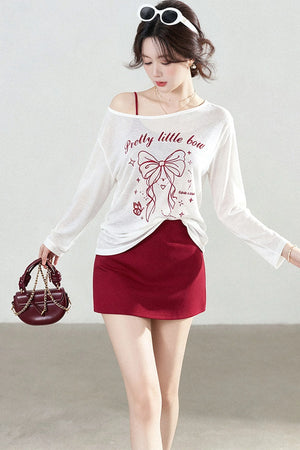 Off-Shoulder Sun Protection Top and Skirt Set