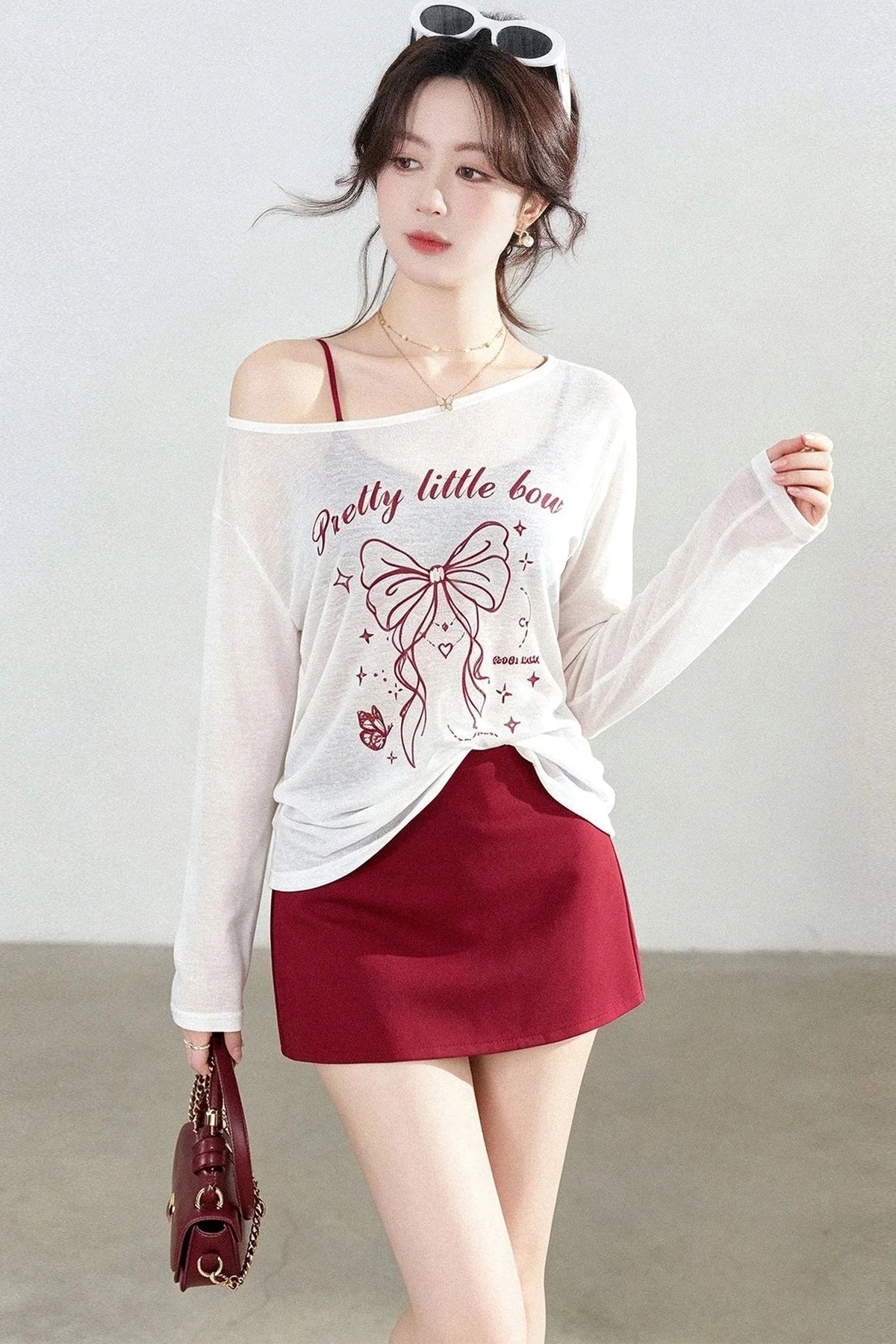 Off-Shoulder Sun Protection Top and Skirt Set