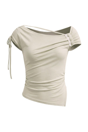 Off-Shoulder Tie Lace Trim Top