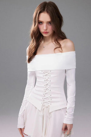 Off-Shoulder Waist-Cinching Dress