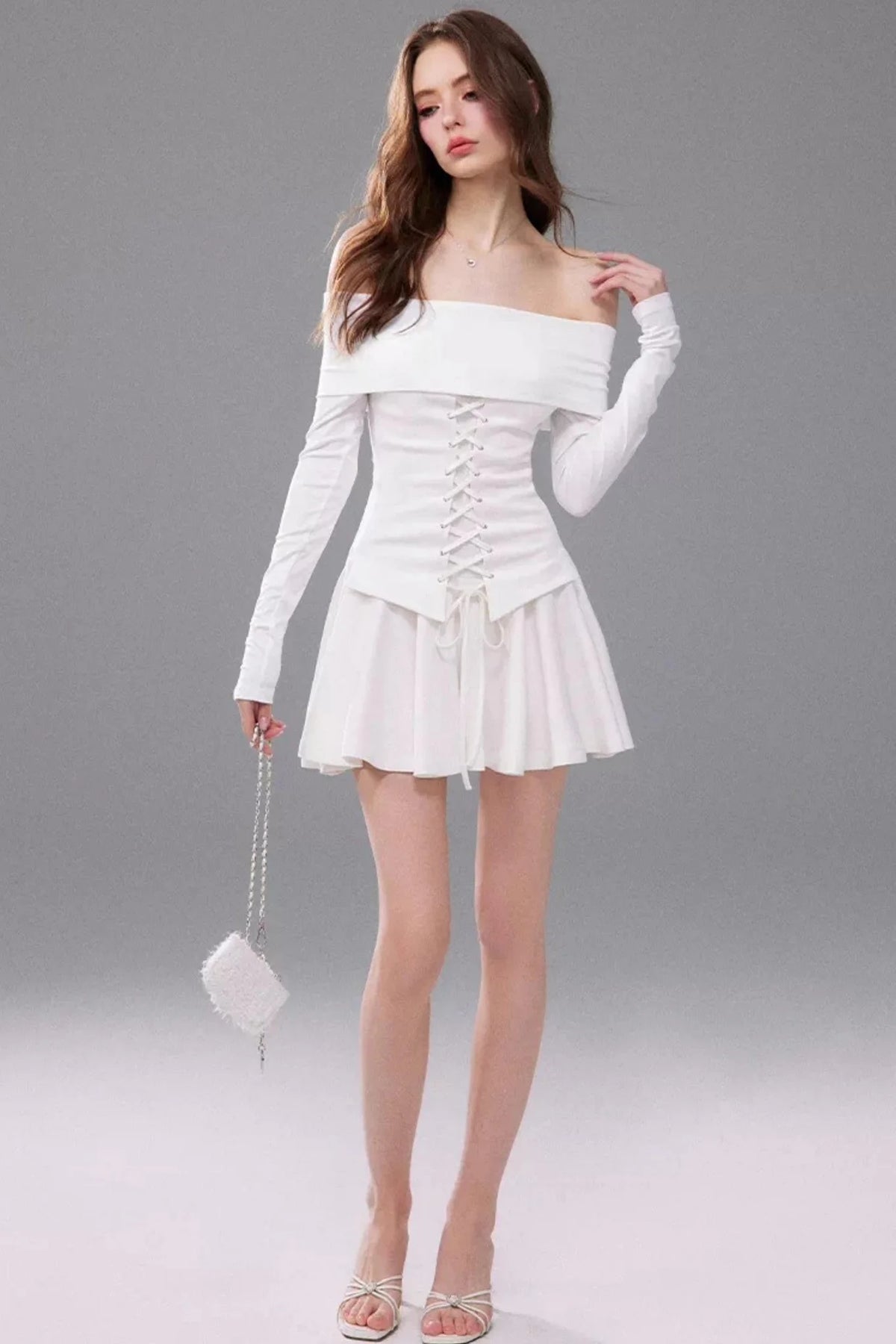 Off-Shoulder Waist-Cinching Dress