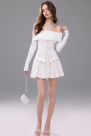 Off-Shoulder Waist-Cinching Dress