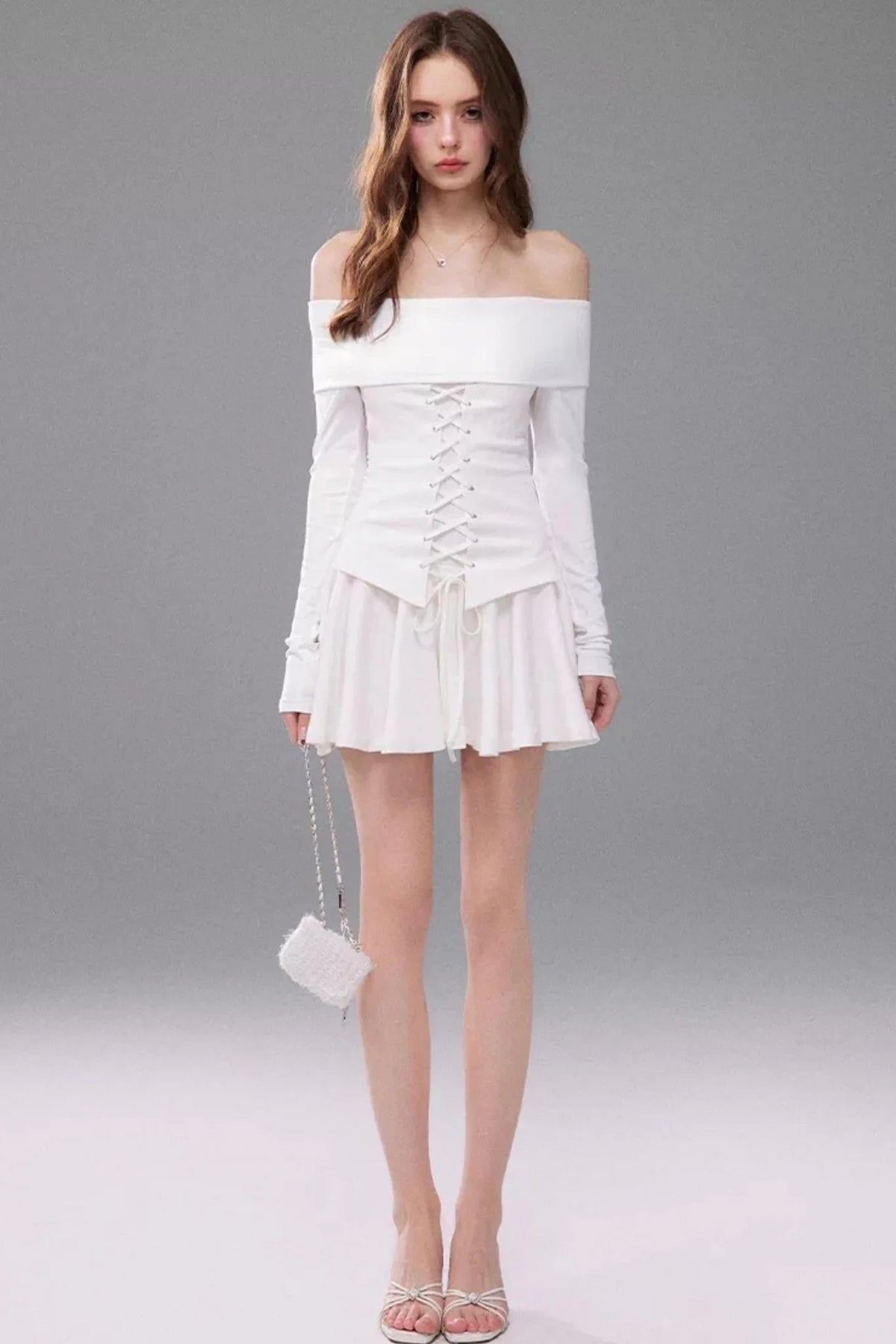 Off-Shoulder Waist-Cinching Dress