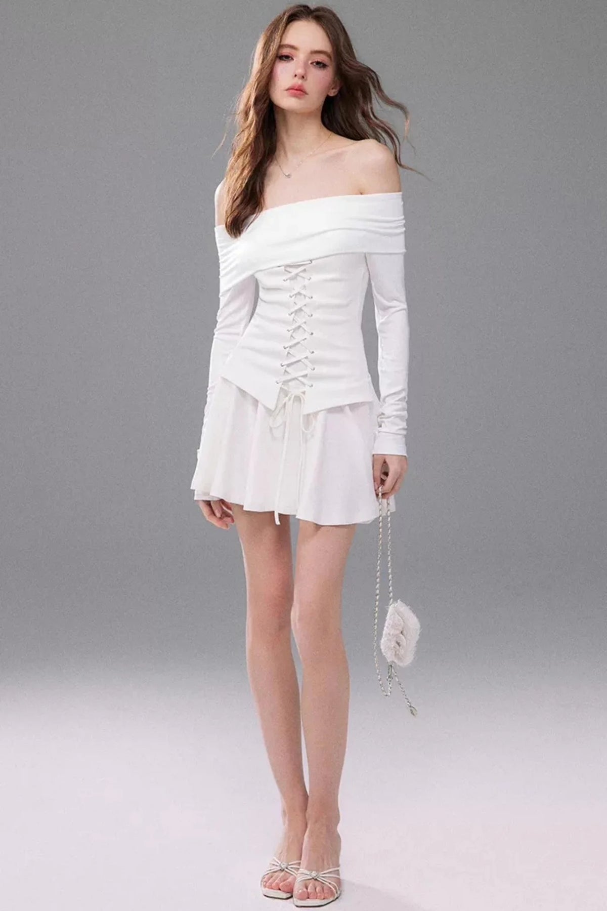 Off-Shoulder Waist-Cinching Dress
